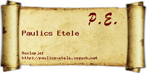 Paulics Etele névjegykártya